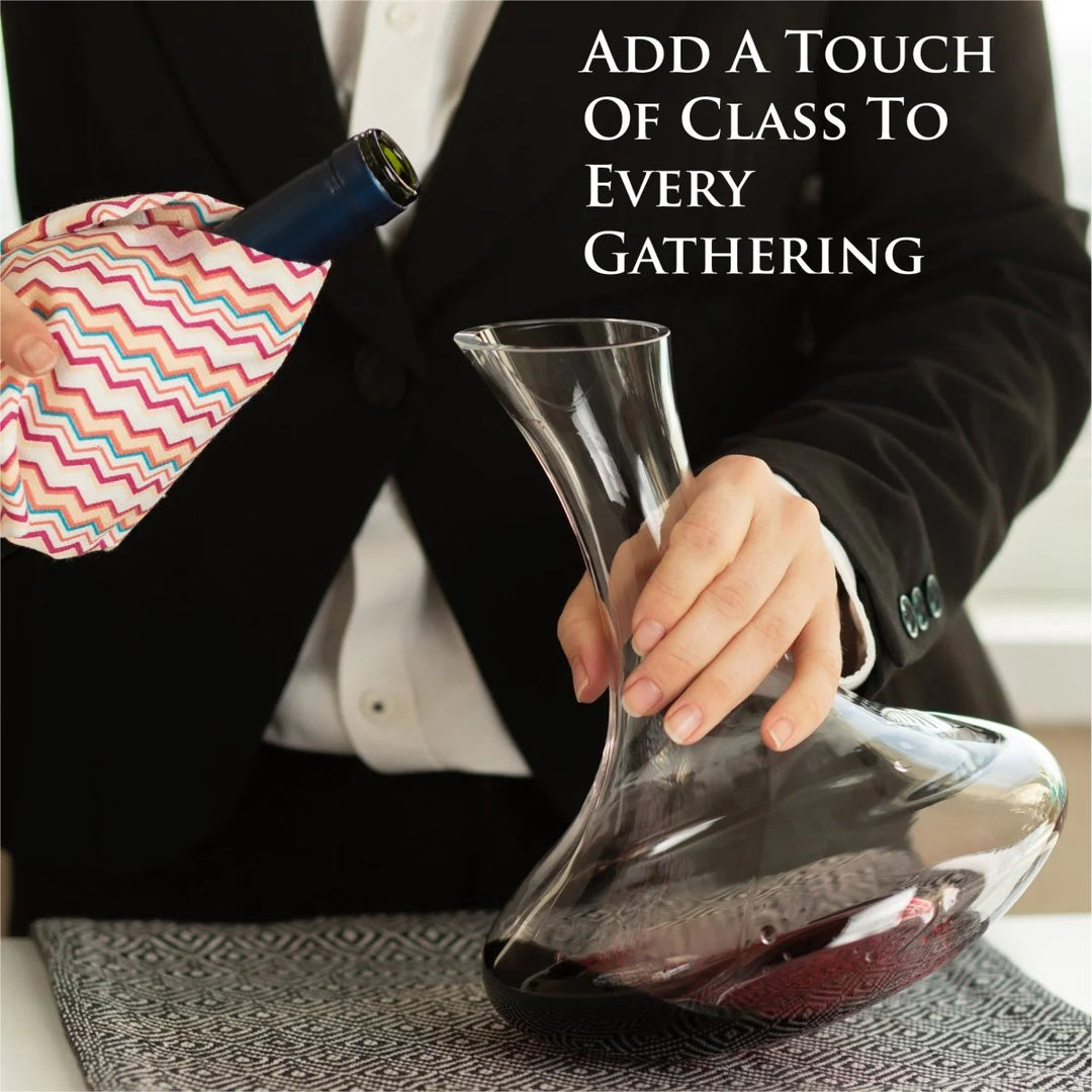 Elegant 61-Ounce Wine Decanter Set with Aerator and Stemmed Glasses