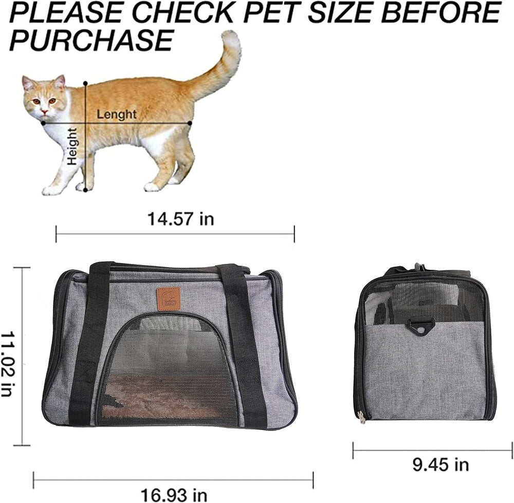 Cat Carrier Pet Carrier for Cats and Small Dogs Airline Approved Soft Sided Carrier Ventilated Pet Travel Carrier Car Seat Safe Carrier
